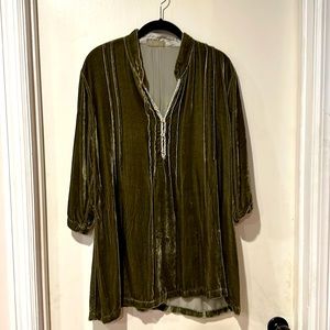 CP Shades olive velvet tunic top S